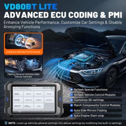 VDIAGTOOL VD80BT-LITE Bluetooth OBD2 Scanner Car Diagnostic Tool 28 Reset Functions Bi-directional Test ECU Coding CAN FD DoIP