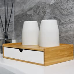 2025 New Bamboo Hotel Toiletries Storage Organizer Pull-out Hotel Room Tooth Set Storage Box #0103