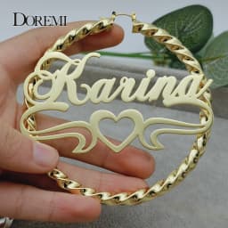 DOREMI 30/50/70/90MM Custom Name Earrings Big Hoops Earrings Stainless Hip Hop Style Earrings Custom Earrings for Women Gift