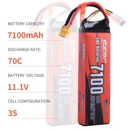 SUNPADOW 3S Lipo Battery 11.1V XT60 Plug 7100mAh 70C Soft Pack for RC Car Plane DJI Truck Tank Buggy Boat Racing Models
