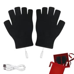 USB Electric Heated Gloves Fingerless Rechargable Women Men Hand Warmer Winter Warm for Sports Skiing for Running Cycling