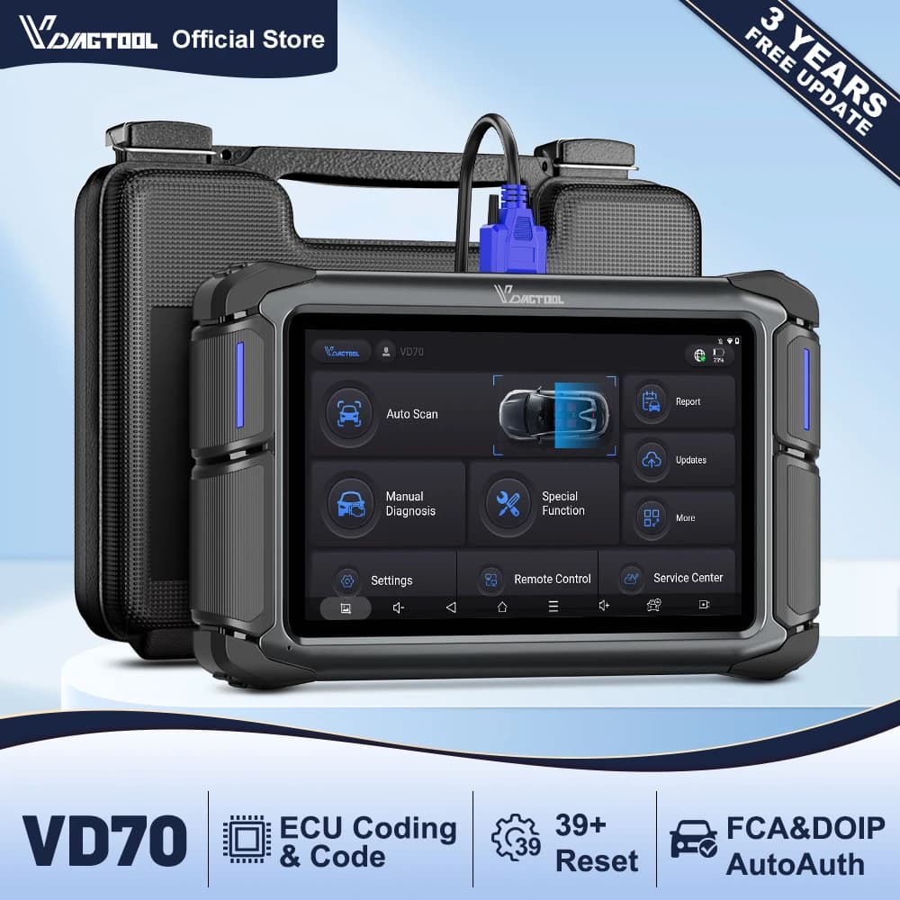 VDIAGTOOL VD70 OBD2 Scanner All System Car Diagnostic Tool Active Test Key Programmer 39 Reset ECU Coding DOIP FCA 3 Year Update