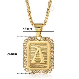 26 Letters Necklace Crystal Rhinestone Square Pendant Box Chain for Women Men A - Z Initia Name Jewelry Gift Wholesale GP441B