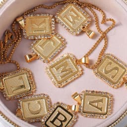 26 Letters Necklace Crystal Rhinestone Square Pendant Box Chain for Women Men A - Z Initia Name Jewelry Gift Wholesale GP441B