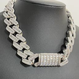Aokaishen Baguette Miami Cuban Link Chain for Men Neckace Choker Real Gold Plated Hip Hop Fashion Jewelry