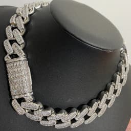Aokaishen Baguette Miami Cuban Link Chain for Men Neckace Choker Real Gold Plated Hip Hop Fashion Jewelry