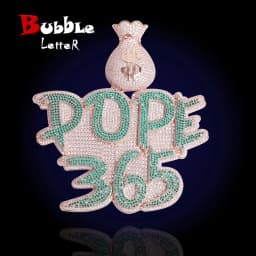Bubble Letter Custom Name Solid Base Necklace Iced Out Personalized Pendant Money Bag Bail Two Tone Hip Hop Jewelry