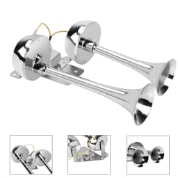 FARBIN 12V Super Loud Marine Boat Metal Dual Trumpet Electric Horn For Ship Sailboat Yacht Car Trucks Car Accessory Suit