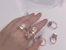 Luxury Crystal Snowflake Rings For Women Rotatable Fidget Anxiety Adjustable Ring Anti Stress Fashion Jewelry Gifts