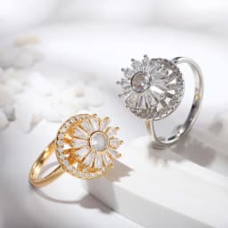 Luxury Crystal Snowflake Rings For Women Rotatable Fidget Anxiety Adjustable Ring Anti Stress Fashion Jewelry Gifts