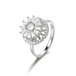 Luxury Crystal Snowflake Rings For Women Rotatable Fidget Anxiety Adjustable Ring Anti Stress Fashion Jewelry Gifts