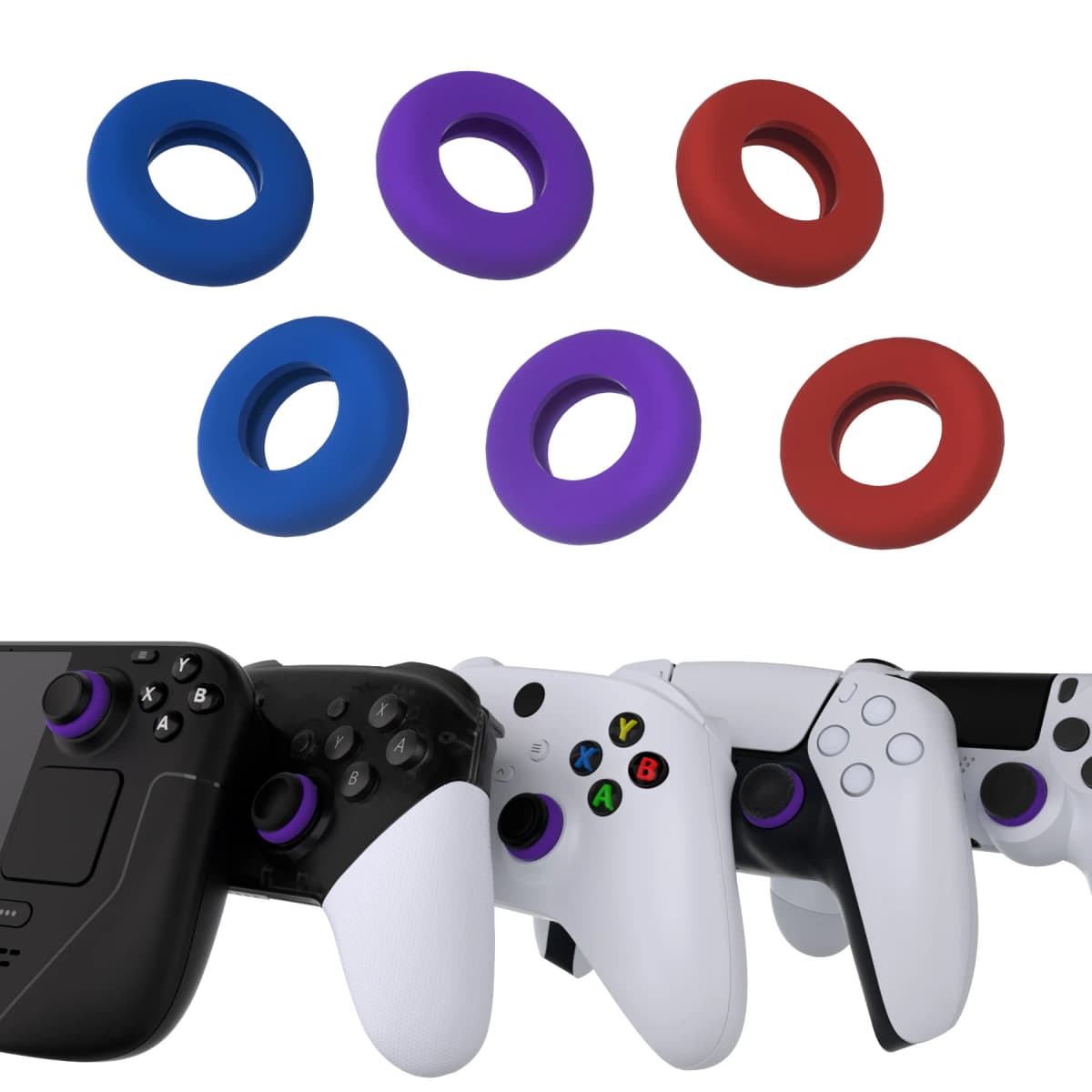 PlayVital Solid color Series Silicone BuffeRings Aim Assist Target Motion Control Precision Rings for ps5,Steam Deck, Switch Pro