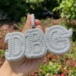 Bubble Letter Custom Solid Base Iced Out Pendant Personalized Name Necklace Women White Gold Plated Double Layer Hip Hop Jewelry