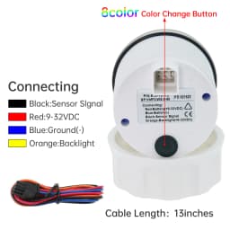 0-90ohm 52mm Fuel Level Gauge 8 Color BackLight for Oil Tank Level Float Sensor 0-90 ohm Car Boat Marine Yacht 12V