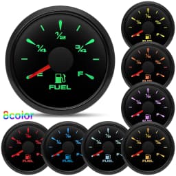 0-90ohm 52mm Fuel Level Gauge 8 Color BackLight for Oil Tank Level Float Sensor 0-90 ohm Car Boat Marine Yacht 12V