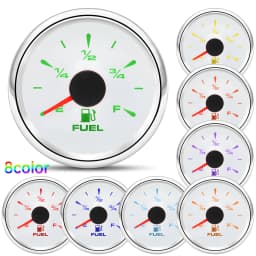 0-90ohm 52mm Fuel Level Gauge 8 Color BackLight for Oil Tank Level Float Sensor 0-90 ohm Car Boat Marine Yacht 12V