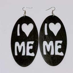 SOMESOOR Laser Cutting I Love Me Wooden Drop Earrings For Women Gifts Engraved Words Sayings Handmade Wood Craft Pendant Dangle