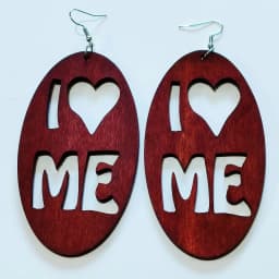 SOMESOOR Laser Cutting I Love Me Wooden Drop Earrings For Women Gifts Engraved Words Sayings Handmade Wood Craft Pendant Dangle