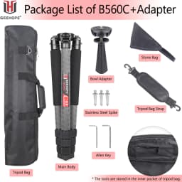 GEEHOPE B560C Professional Heavy Carbon Fiber Camera Tripod Super Stable Top Bird Watching Bracket 40mm Tube 30kg Max Load