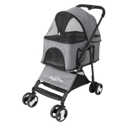 Large 4 Wheel Dog Carrier Trailer, Pram with Mesh Windows, Outdoor Portable Puppy Travel Walk Carrier, Load 30kg