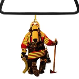 Acrylic Single-side Firefighter Pendant 1pc Hanging Fireman Christmas Tree Ornament Creative Car Rearview Mirror Pendant 8x10cm