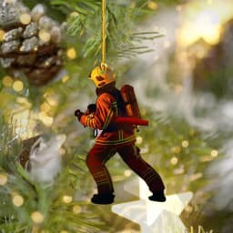 Acrylic Single-side Firefighter Pendant 1pc Hanging Fireman Christmas Tree Ornament Creative Car Rearview Mirror Pendant 8x10cm