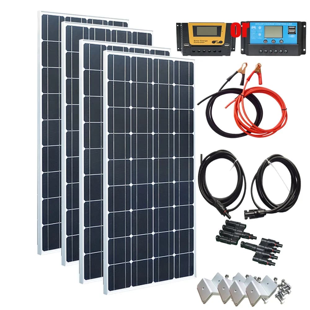 XINPUGUANG 18V Rigid Glass Solar Panel, Waterproof Monocrystalline PV Module, 120W~1200W Optional 1-10pcs, Solar Battery Charger