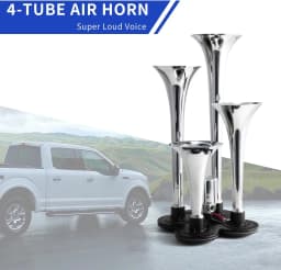 FARBIN 4 Trumpet Air Horn 12V/24V 130DB Four-tube Air Train Horn with Electric Solenoid Powerful Loud Truck For Vehicle Truck