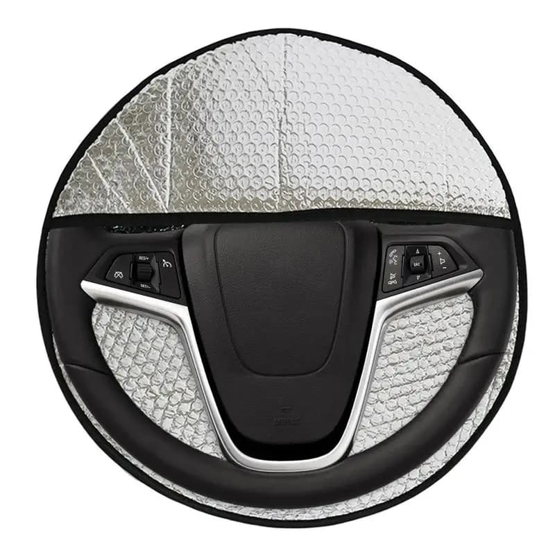 43x43cm Car Steering Wheel Anti-Heat Sun Shade Cover High Quality Silver Double Thick Sun-proof Anti-UV Protect Parasol Shield