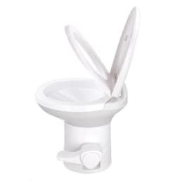 RV Toilet Gravity Flush Toilet Foot Pedal Flush HDPE 20" High Profile Motorhome Caravan Travel White