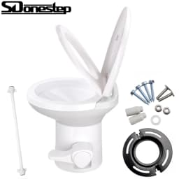 RV Toilet Gravity Flush Toilet Foot Pedal Flush HDPE 20" High Profile Motorhome Caravan Travel White