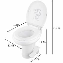 RV Toilet Gravity Flush Toilet Foot Pedal Flush HDPE 20" High Profile Motorhome Caravan Travel White