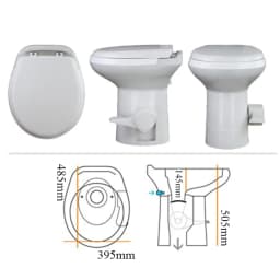 RV Toilet Gravity Flush Toilet Foot Pedal Flush HDPE 20" High Profile Motorhome Caravan Travel White