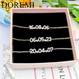 DOREMI Full Crystal 6MM Number Zircon Date Bracelet with Birthstone Initial Name Custom Jewelry Bracelet Women Girls Gift
