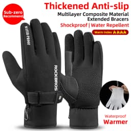 ROCKBROS Winter Gloves Motorcycle Waterproof Fleece Thermal Gloves Snowboard Snowmobile Gloves Men Women Snow Cycling Gloves