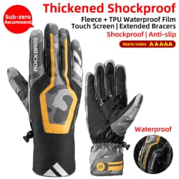 ROCKBROS Winter Gloves Motorcycle Waterproof Fleece Thermal Gloves Snowboard Snowmobile Gloves Men Women Snow Cycling Gloves
