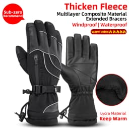 ROCKBROS Winter Gloves Motorcycle Waterproof Fleece Thermal Gloves Snowboard Snowmobile Gloves Men Women Snow Cycling Gloves