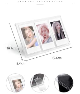 For Fujifilm Instax Mini 8/9/11/12 Series 3 Inch Photo Pictures Transparent Vertical Three Palace Grid Photo Frame Table