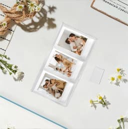For Fujifilm Instax Mini 8/9/11/12 Series 3 Inch Photo Pictures Transparent Vertical Three Palace Grid Photo Frame Table