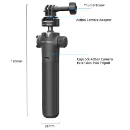 PGYTECH CapLock Action Camera Extension Pole Tripod Selfie Stick By Standard 1/4 Quick Release For Action 4/3/Gopro Hero 12 /11