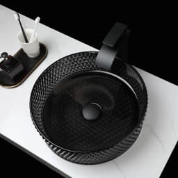 ZAPPO Black Bathroom Vessel Sink Crystal Glass Vessel Sink Faucet Tap Combo Countertop Sink for Bathroom Hotel Deck Mount Sinks