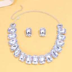 Stonefans Rhinestone Purple Necklace Earrings Set Elegant Bride Wedding Vintage Bridal Jewelry High Quality Accessories Women