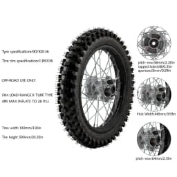 2PCS Front Rear 16" + 19" Wheel 70/100-19 90/100-16 Tire On Rim Fit 15mm Axle for Apollo Taotao 125/150/200/250cc