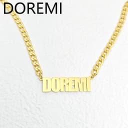 DOREMI Big Pendant Custom Letters Personlized 5mm Thick Cuban Chain Name Necklace