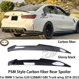 For BMW 3 Series G20 G28&M3 G80 PSM Style Carbon Fiber Rear Spoiler Trunk Wing 2018-2026 Carbon Fiber Glossy Black