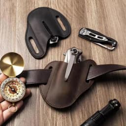 Folding Knife Holster Leather Sheath For Folding Knives Pocket Knives Holder With Belt Clip Men Leather Organizer Leather Sheath