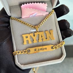 Original New Stainless Steel Name Set Jewelry Custom 18k Thick Cuban Name Pendant Necklace Carved Name Bracelet Children's Set