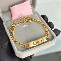 Original New Stainless Steel Name Set Jewelry Custom 18k Thick Cuban Name Pendant Necklace Carved Name Bracelet Children's Set