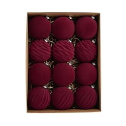 Flocked Christmas Tree Ball Ornaments Plastic Velvet Balls Xmas Decorative Hanging Ornaments Christmas Tree Decoration Rustic
