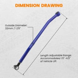 Maxpeedingrods Adjustable Heavy Duty Front Track Bar 1.5-4.5'' for Jeep Cherokee XJ 1984-2001